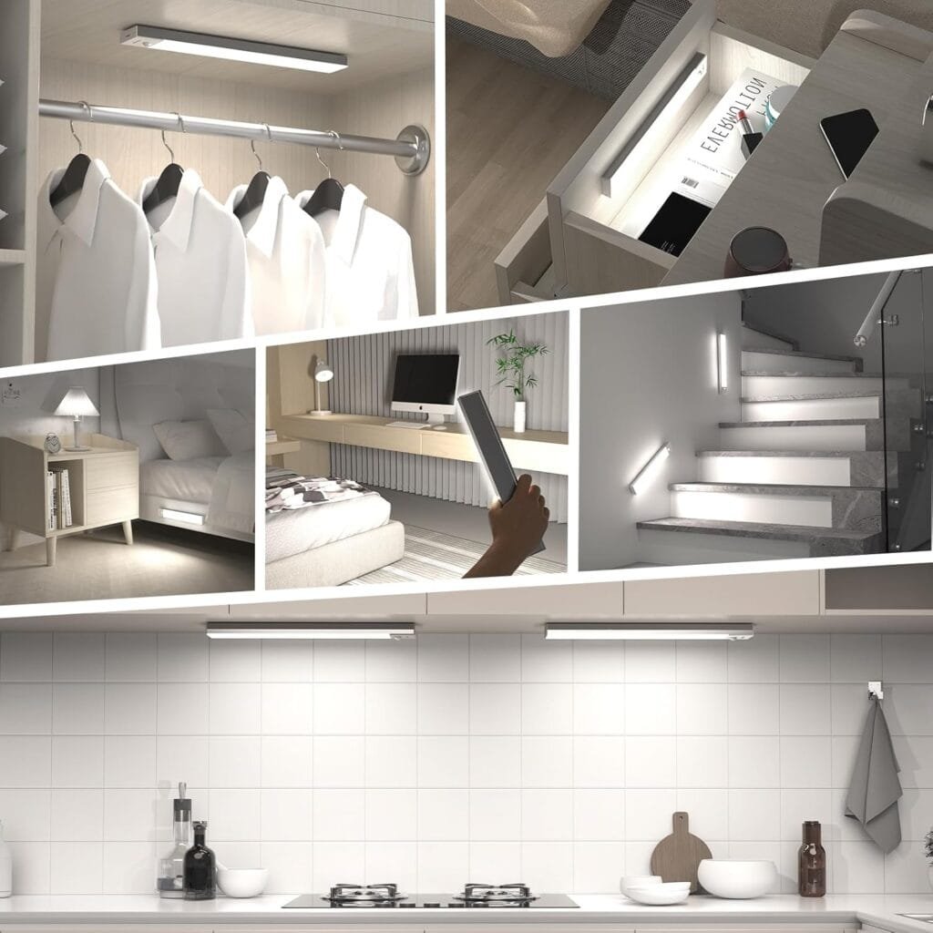 OUILA Luz LED Armario con Sensor Movimiento Blanco Natural 5000K 36 LEDs 4 Modos Luz LED Magnética